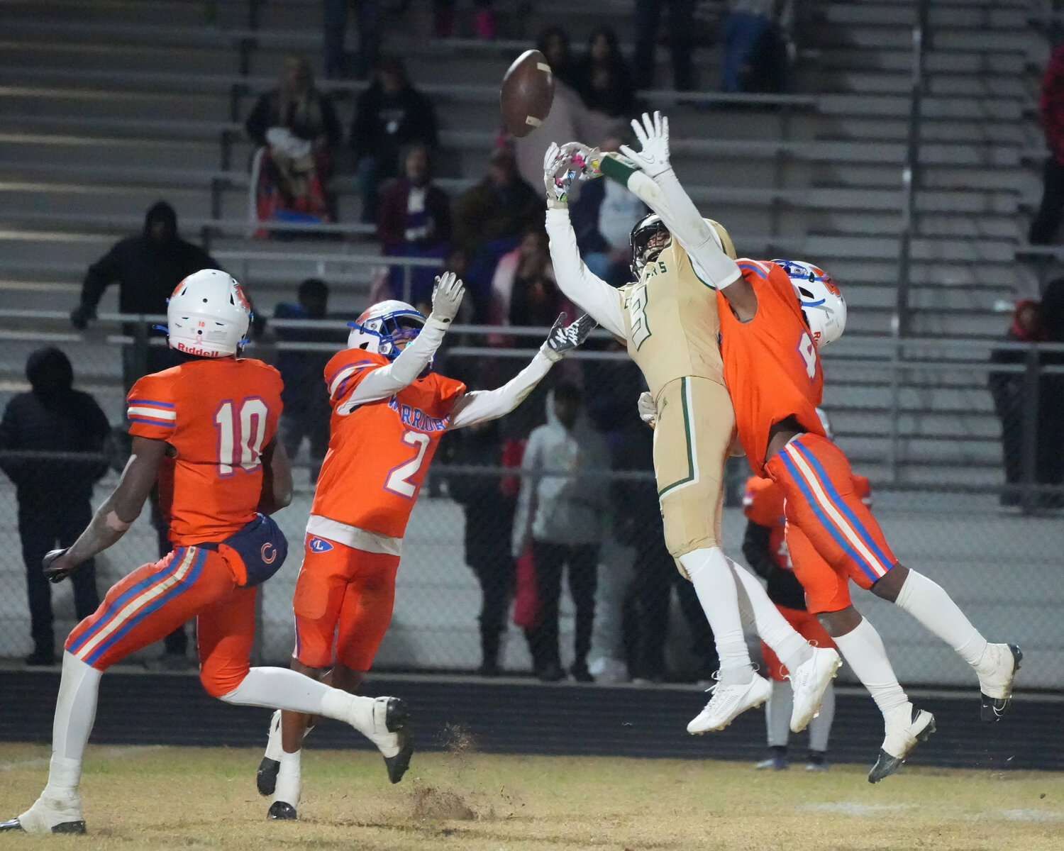 A pass is just out of reach for Northwood’s Cam Fowler (8) during the Chargers' playoff opening loss to Louisburg.